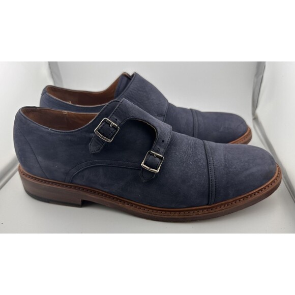 Frye Navy Suede Double Monk Strap Dress Shoes Mens Mint No Box main image 10